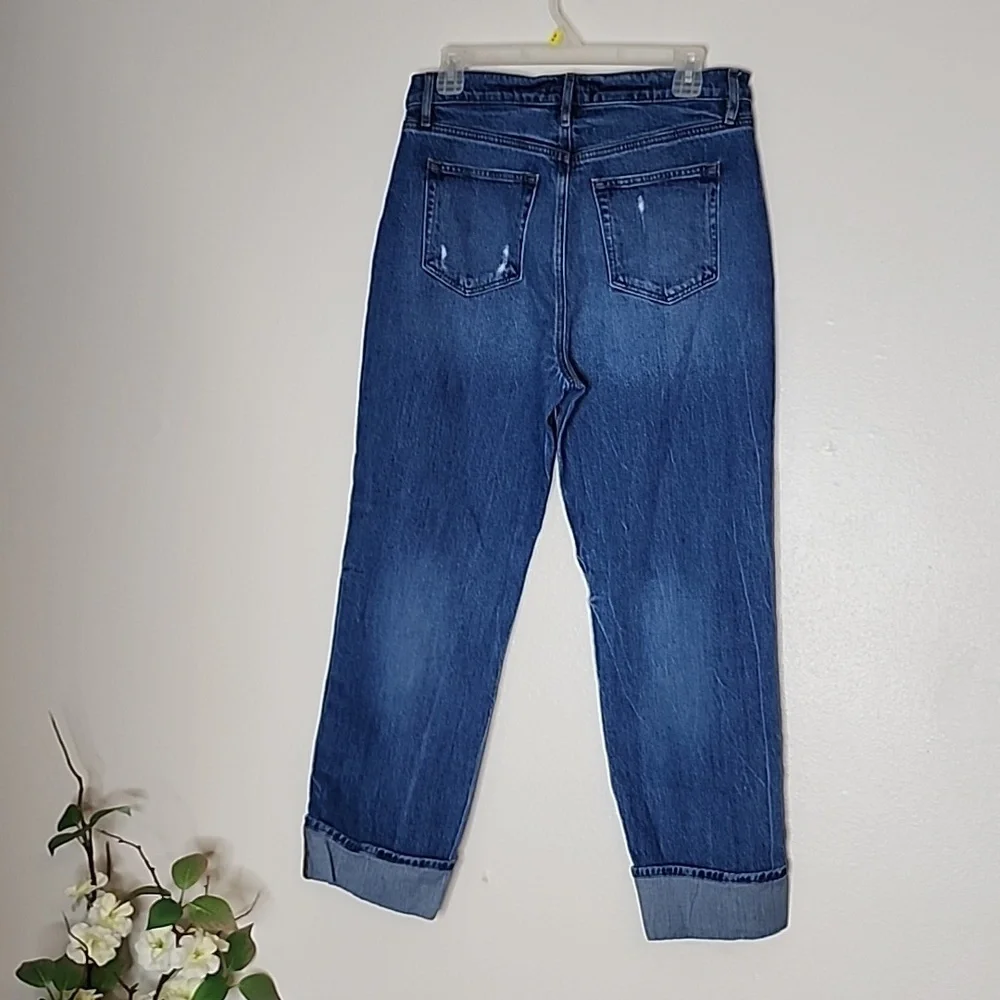 LOFT The Straight Cuffed Medium Blue Women's Jeans High Waist Summer Preppy - Picture 6 of 16